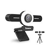 Tenveo T1 | 1080P HD Webcam mit Ringlicht und Mikrofon, für YouTube/Twitch Live Streaming, Skype/Zoom Videokonferenz (Schwarz)