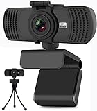 Webcam für PC, Webcam mit Mikrofon und Stativ/Abdeckung, 1440P Kamera für Laptop, Computer, Desktop, USB 2.0 Plug&Play Webcam für Video Konferenzen, 1440P Webcam Kompatibel mit Windows,Linux und MacOS