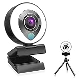 1080P Webcam mit Licht, Full HD Facecam Live-Streaming USB Webcams mit Mikrofon und Ringlicht, USB PC Computer Loptop Kamera für Videochat-Aufnahme, Mac, Laptop, Skype