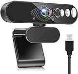 Webcam mit Mikrofon, 1080P HD Web Kamera mit 120° Sichtfeld, Belichtungskorrektur und Drehbarem Clip für Live-Streaming, Videoanruf, Konferenz, Unterricht Kompatibel mit PC/Mac/Linux