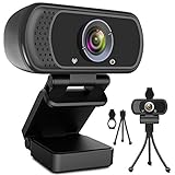 Webcam HD 1080p Webkamera, USB PC Computer Webcam mit Mikrofon, Laptop Desktop Full HD Kamera Video Webcam 110-Grad-Breitbild, Pro Streaming Webcam zum Aufzeichnen, Anrufen, Konferenzen, Spielen