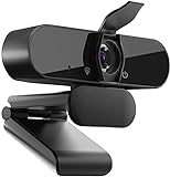 meross Webcam mit Mikrofon, 1080P HD Web Kamera mit Webcam Abdeckung, USB Webcam mit 360° Blickfeld für Videoanruf, Konferenz und Live-Streaming, Autofokus/Stereo für PC und Laptop