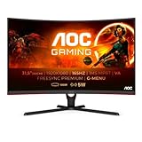AOC Gaming C32G3AE - 32 Zoll FHD Curved Monitor, 165 Hz, 1 ms, FreeSync Premium (1920x1080, HDMI, DisplayPort) schwarz/rot
