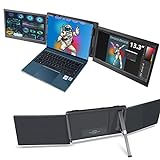 TeamGee Tragbarer Monitor für Laptop, 13,3' Full HD IPS Display, Tri-Screen Monitor Screen Extender, USB-A/Type-C Plug and Play für Windows Android & Mac, Funktioniert mit 13'-17' Laptops