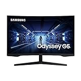 Samsung Odyssey G5 Curved WQHD Gaming Monitor C27G53T, 27 Zoll, VA-Panel, WQHD-Auflösung, HDR10, AMD FreeSync Premium, Reaktionszeit 1ms, Krümmung 1000R, Bildwiederholrate 144 Hz, Schwarz