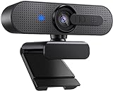 1080P Webcam - Full HD Webcam für PC, Autofokus USB Web Kamera mit Stereo Mikrofon und Abdeckung, 360° Rotating Streaming Webcam für Computer, Skype, YouTube Video, Zoom, Conference, Online Courses