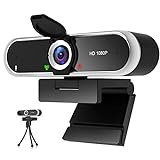 Webcam 1080P mit Mikrofon und Webcam Abdeckung, Stativ, Plug & Play, mit automatischer Lichtkorrektur, für Laptop, PC, Desktop, für Live-Streaming, Videoanruf, Konferenz, Online-Unterricht, Spiel