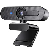 HD 1080P Webcam für PC, Autofokus USB Web Kamera mit Stereo Mikrofon und Abdeckung, 360° drehbar Streaming Webcam für Computer, Skype, YouTube Video, Zoom, Konferenz, Online-Kursen(Schwarz)