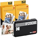 Kodak P210 Mini 2 Retro, Mobiler Fotodrucker, Kompatibel mit Smartphone (iOS & Android), Bluetooth, 54x86 mm, 4Pass-Technologie, Laminierung, 6 Kartuschen, 68 Blatt, Schwarz
